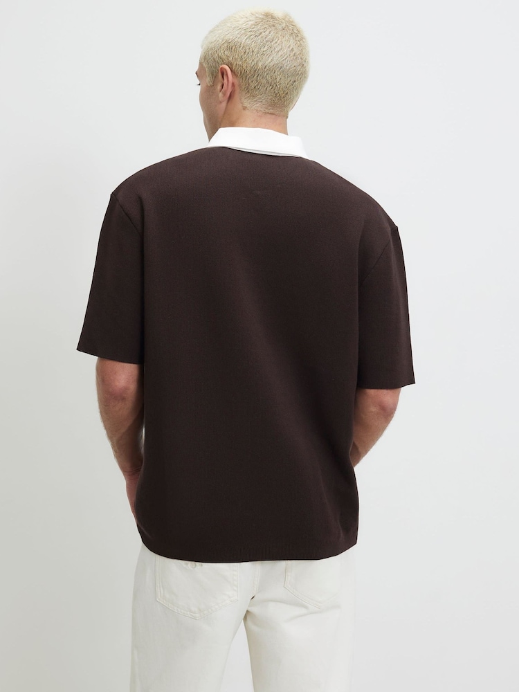 River Island Brown Regular Fit Compact Rugby Shirt - Image 4 of 4 River Island Brown Regular Fit Compact Rugby Shirt - Image 4 of 4
