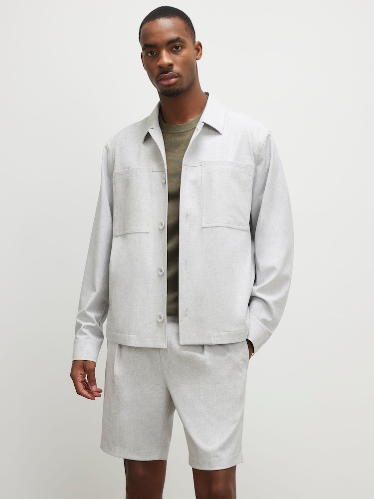 River Island Grey Melange Button Down Shacket - Image 1 of 4