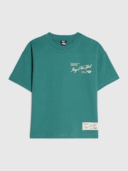 River Island Green Oversized Pony Scripty T-Shirt - Image 1 of 4