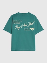 River Island Green Oversized Pony Scripty T-Shirt - Image 2 of 4
