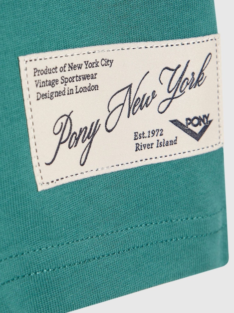 River Island Green Oversized Pony Scripty T-Shirt - Image 4 of 4