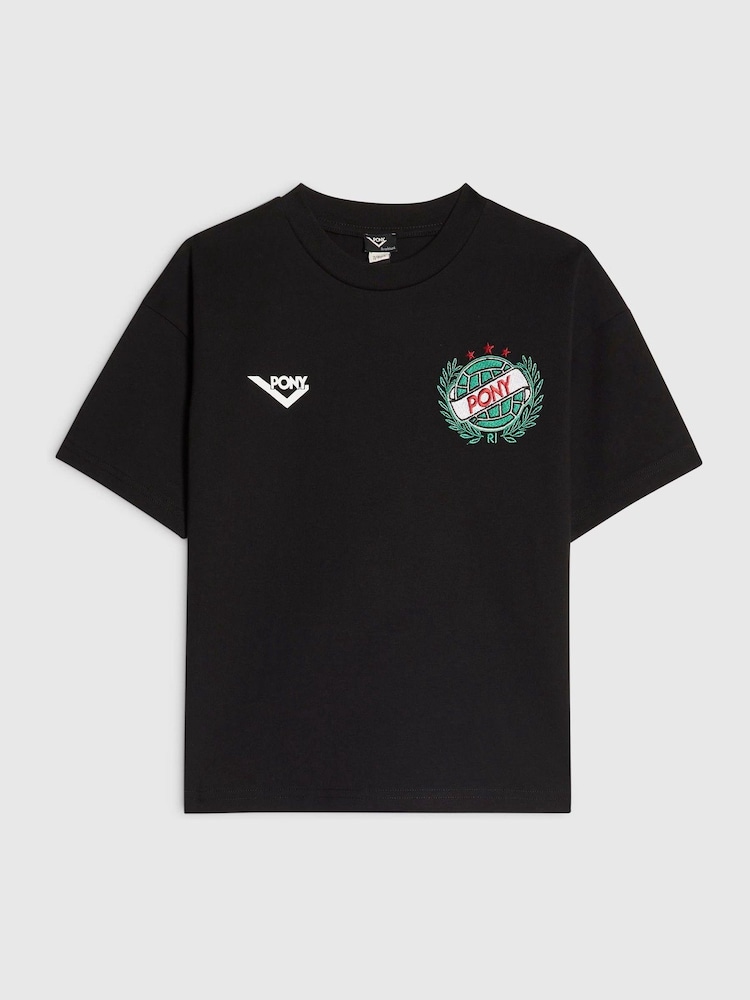 River Island Black Oversized Pony Crest T-Shirt - Image 1 of 4