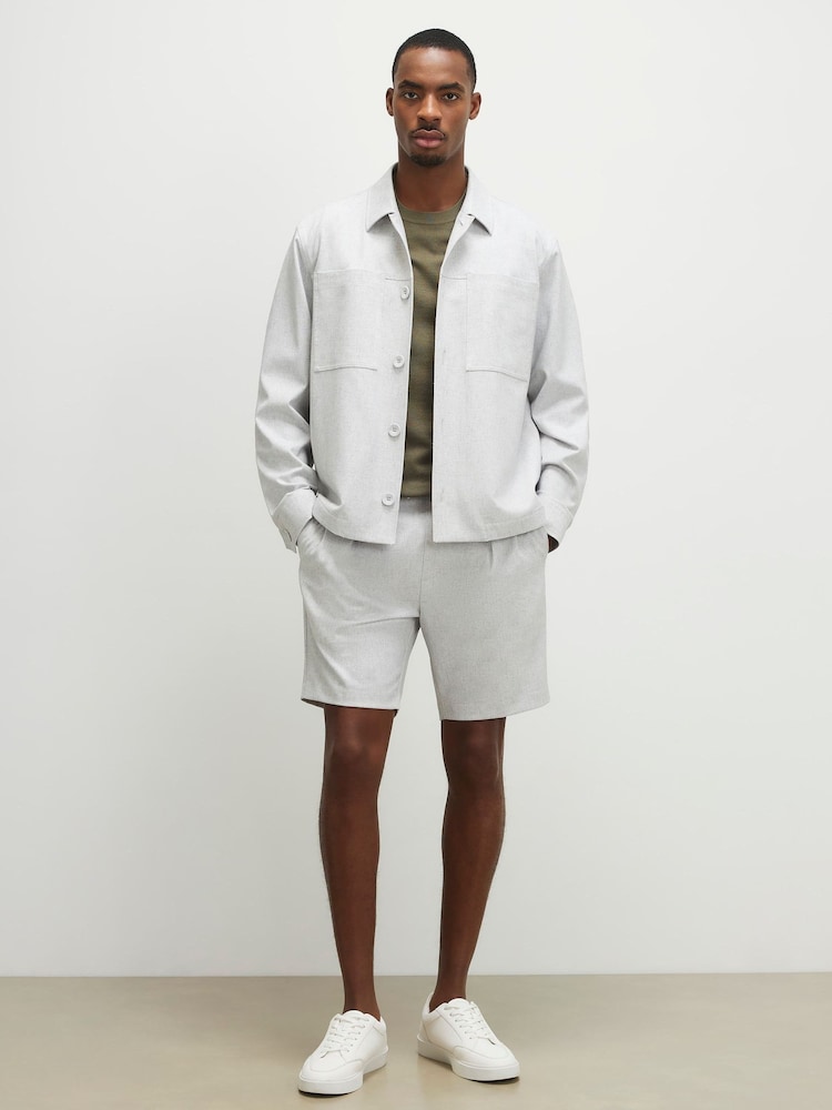River Island Grey Regular Fit Melange Smart Pull On Shorts - Image 1 of 4 River Island Grey Regular Fit Melange Smart Pull On Shorts - Image 1 of 4