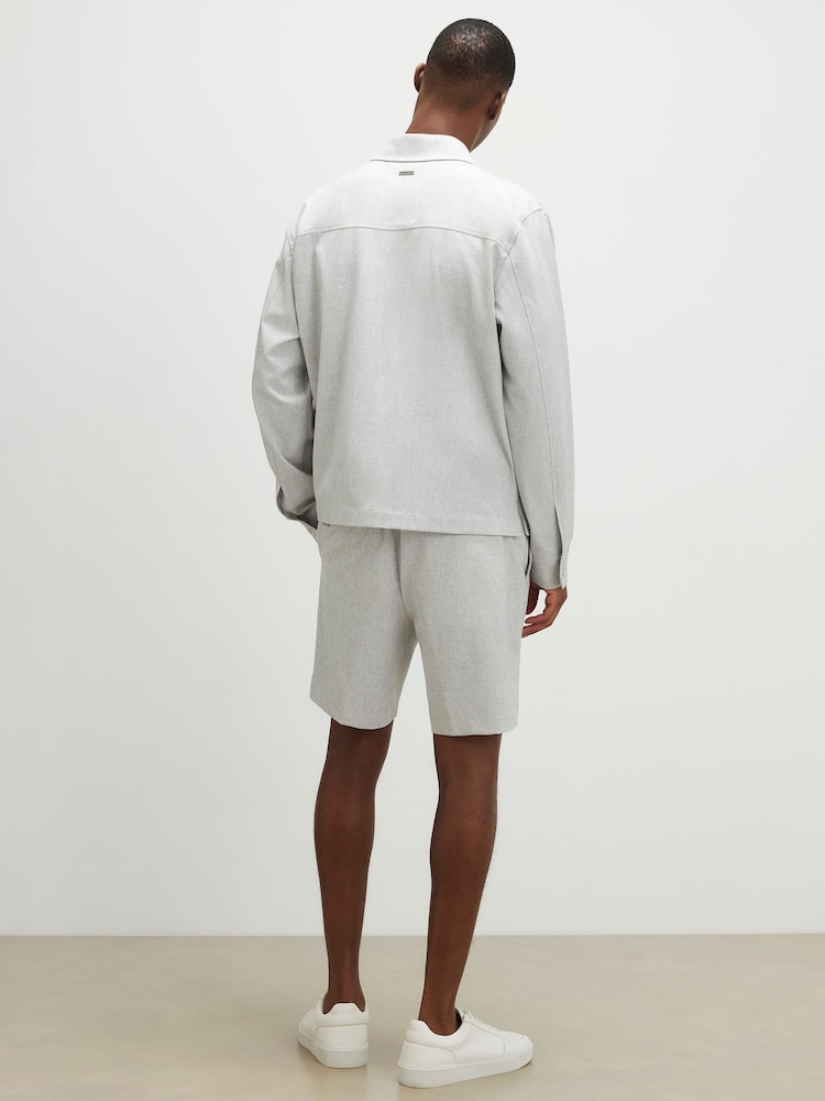 River Island Grey Regular Fit Melange Smart Pull On Shorts - Image 2 of 4 River Island Grey Regular Fit Melange Smart Pull On Shorts - Image 2 of 4