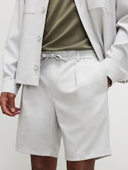 River Island Grey Regular Fit Melange Smart Pull On Shorts - Image 4 of 4