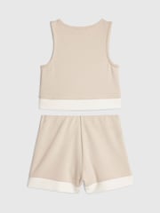 River Island Cream Premium Clean Contrast Tank Top & Shorts Set - Image 2 of 4