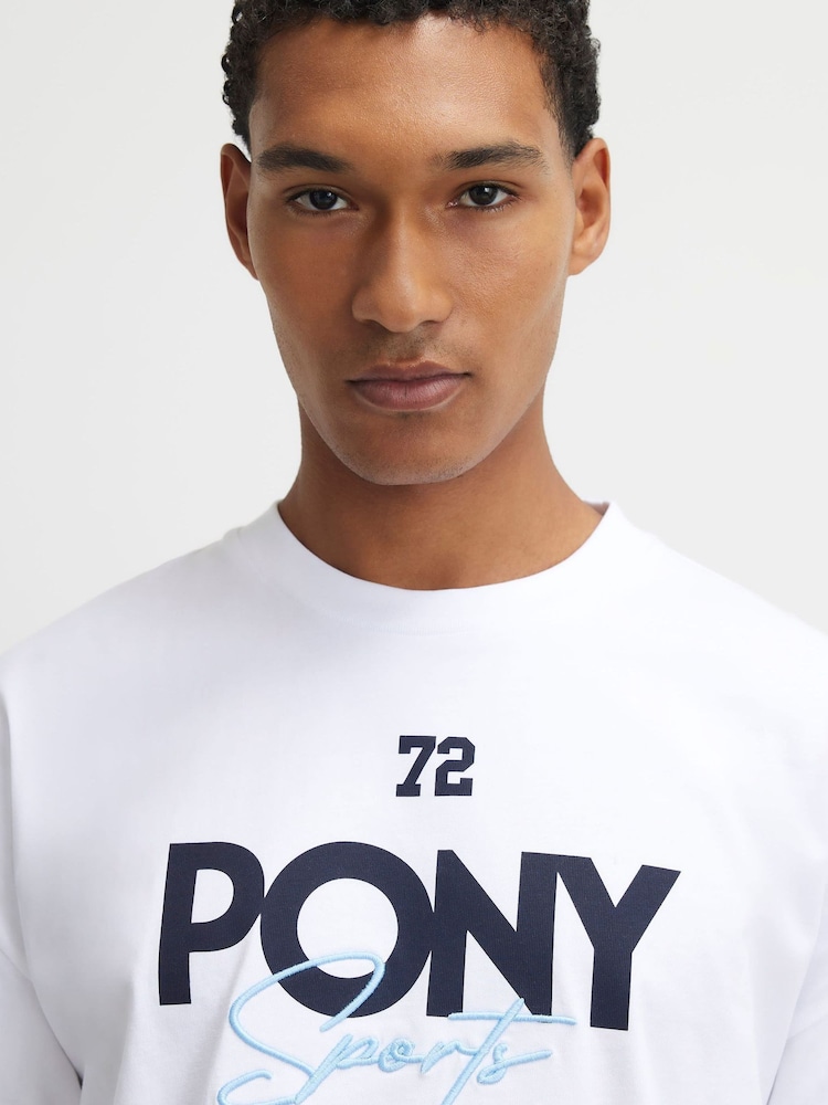 River Island White Oversized Pony Crest T-Shirt - Image 1 of 4