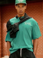 River Island Green Oversized Pony Embroidery T-Shirt - Image 1 of 2