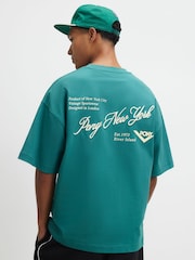 River Island Green Oversized Pony Embroidery T-Shirt - Image 3 of 4