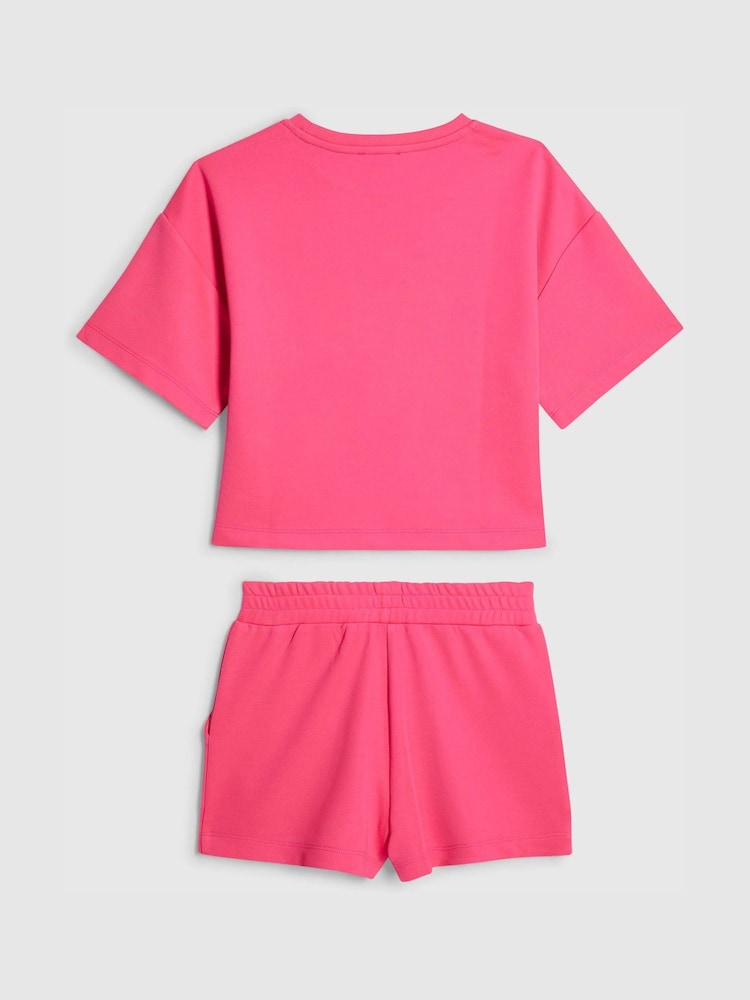 River Island Pink Premium Clean Neon T-Shirt & Shorts Set - Image 2 of 4