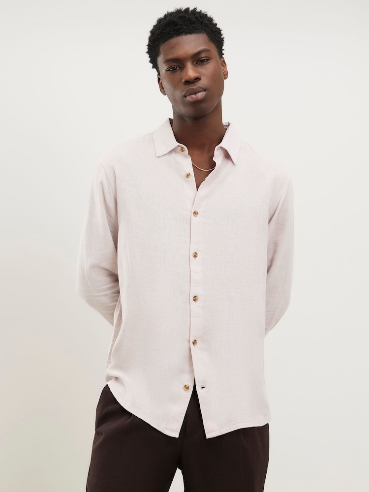 River Island Pink Regular Fit Linen Blend Shirt - Image 1 of 4
