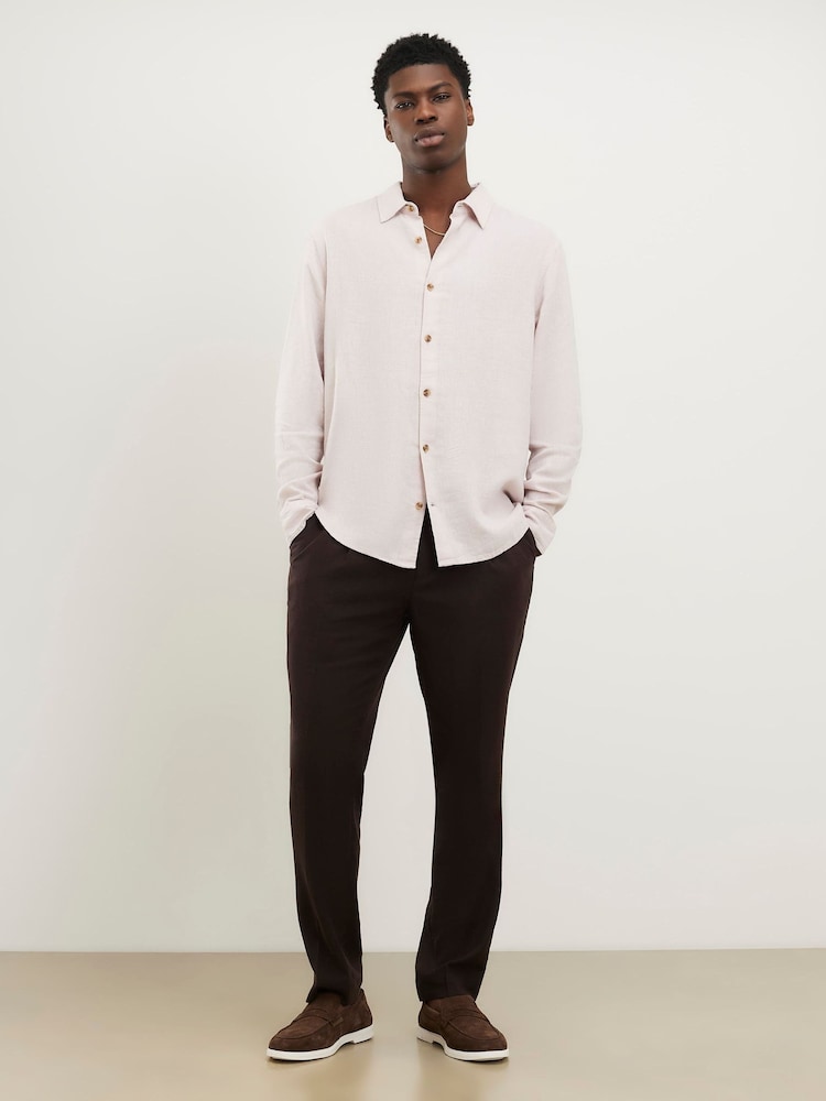River Island Pink Regular Fit Linen Blend Shirt - Image 2 of 4