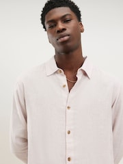 River Island Pink Regular Fit Linen Blend Shirt - Image 3 of 4