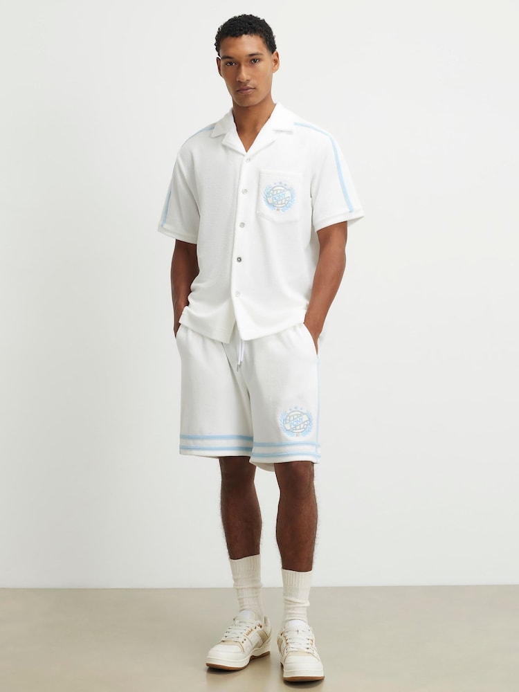 River Island White Pony Regular Fit Towel Revere Shirt - Image 1 of 2 River Island White Pony Regular Fit Towel Revere Shirt - Image 1 of 2