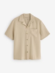 River Island Natural Regular Fit Linen Blend Revere Shirt - Image 1 of 1