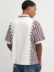 River Island Cream Oversized Pony Check Polo Shirt - Image 2 of 4