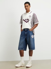 River Island Cream Oversized Pony Check Polo Shirt - Image 3 of 4