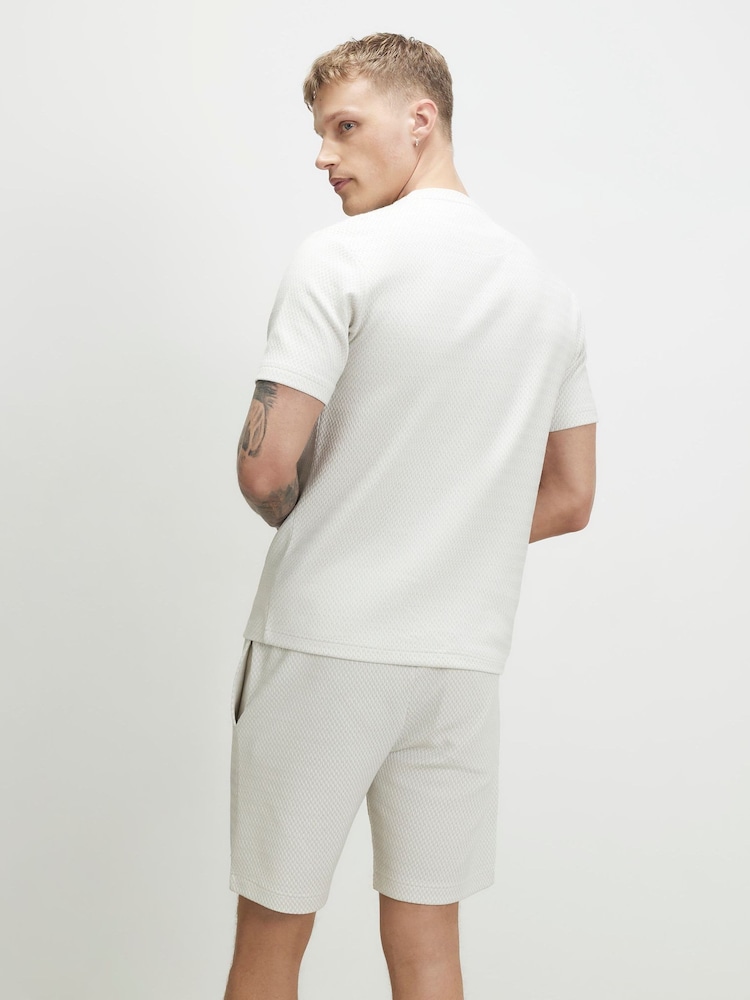 River Island Grey Slim Fit Jacquard T-Shirt - Image 2 of 4