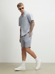 River Island Blue Slim Fit Jacquard Shorts - Image 2 of 4
