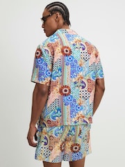 River Island Blue Del Marr Tile Revere Shirt - Image 2 of 4