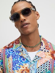 River Island Blue Del Marr Tile Revere Shirt - Image 4 of 4