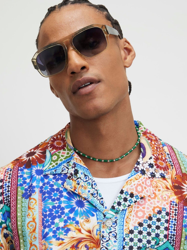 River Island Blue Del Marr Tile Revere Shirt - Image 4 of 4