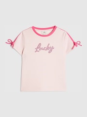 River Island Pink Premium Clean Bow Baby T-Shirt - Image 1 of 4