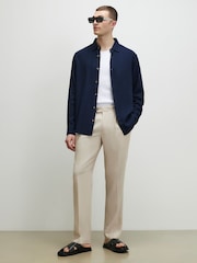 River Island Blue Regular Fit Linen Blend Shirt - Image 3 of 4