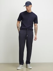 River Island Blue Slim Fit Smart Elasticated Joggers - Image 1 of 4