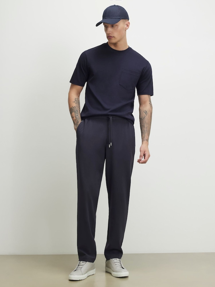 River Island Blue Slim Fit Smart Elasticated Joggers - Image 1 of 4