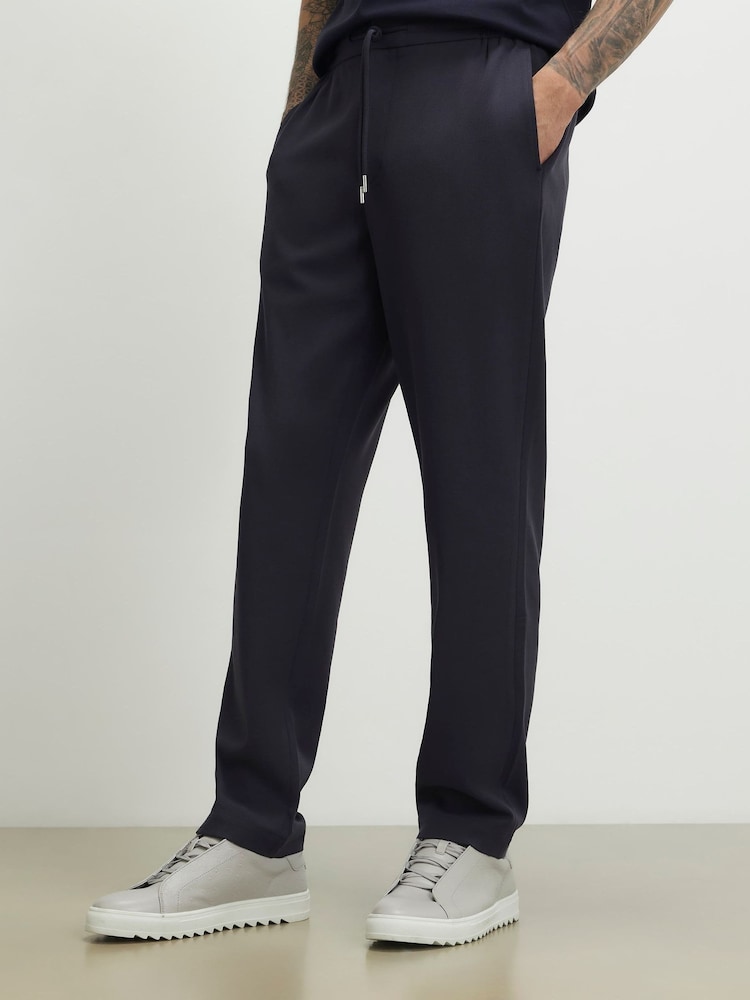 River Island Blue Slim Fit Smart Elasticated Joggers - Image 2 of 4