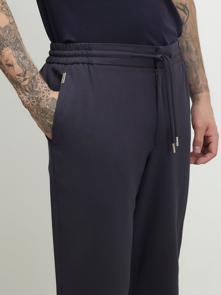River Island Blue Slim Fit Smart Elasticated Joggers - Image 4 of 4