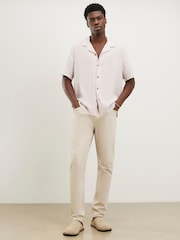 River Island Regular Fit Linen Blend Revere Shirt - Imagen 4 de 4