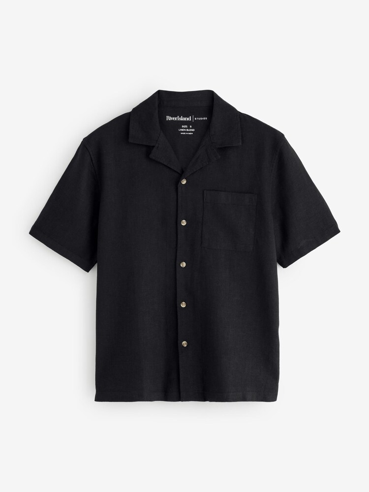 River Island Chemise Coupe classique Mélange de lin Revere - Image 1 de 1