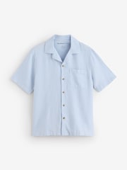 River Island Blue Regular Fit Linen Blend Revere Shirt - Image 1 of 1