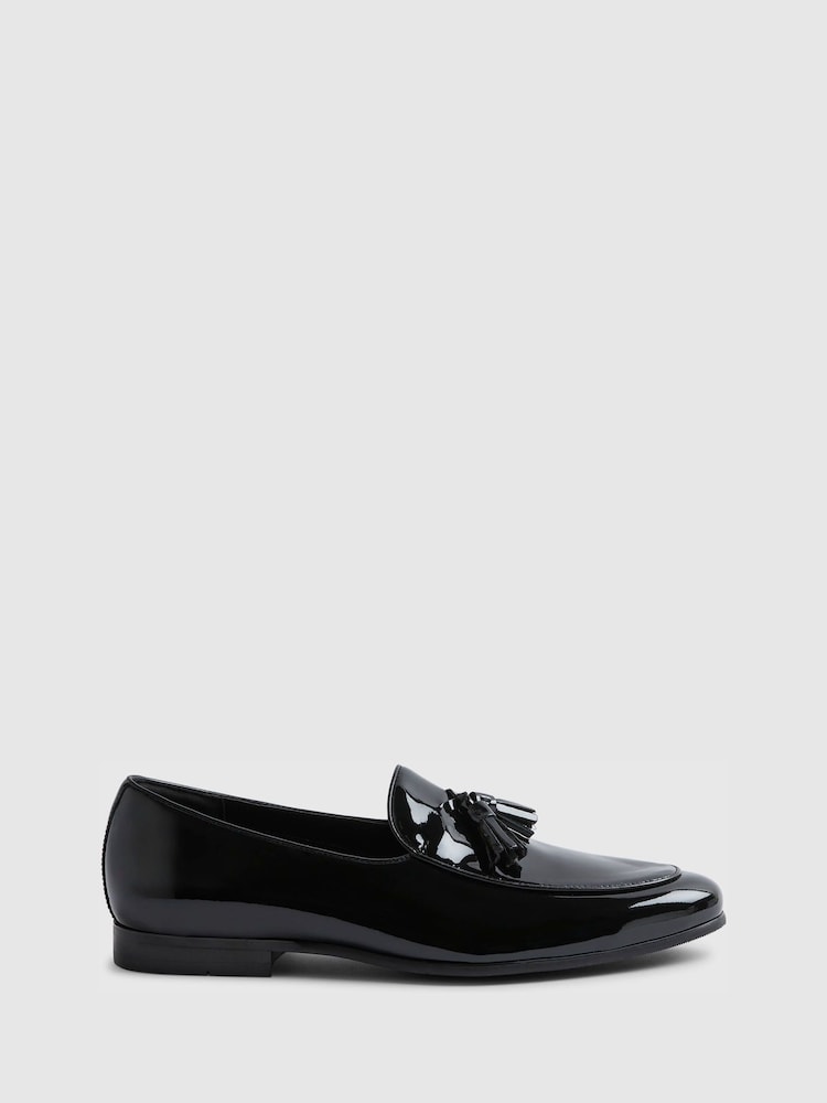 Buy River Island Black Patent Tassel Loafers from Next USA display picture 3