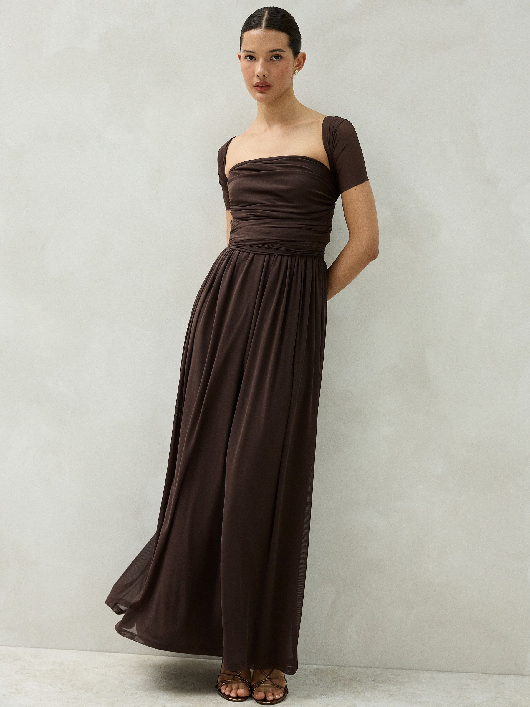 Buy Chocolate Brown Mesh Multiway Wedding Guest Bridesmaid Maxi
