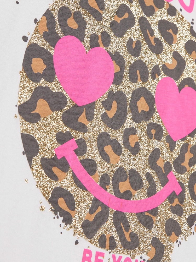 River Island White Leopard Smiley T-Shirt - Image 3 of 3