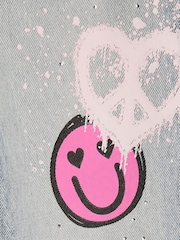 River Island Blue Straight Fit Neon Graffiti Jeans - Image 4 of 4