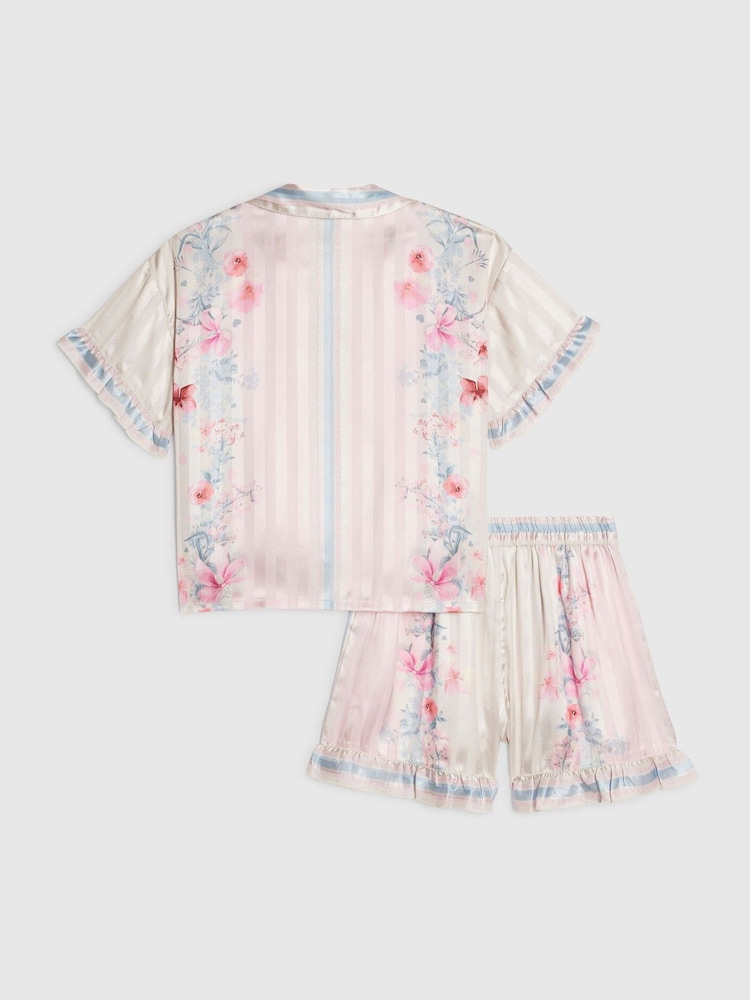 River Island Pink Floral Border Satin Pyjamas - Image 2 of 4 River Island Pink Floral Border Satin Pyjamas - Image 2 of 4