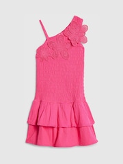 River Island Pink Asymmetric Crochet Flower Dress - Image 1 of 4