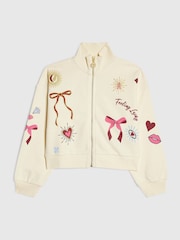 River Island Cream Icon Zip Through Sweatshirt - Image 1 of 4