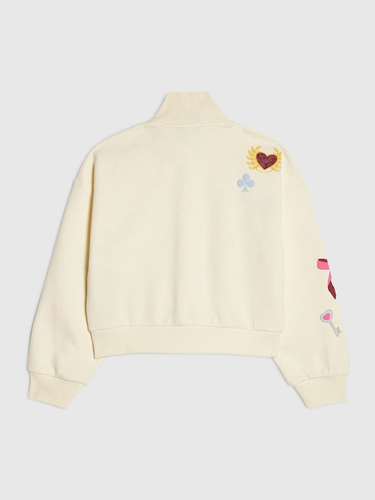 River Island Cream Icon Zip Through Sweatshirt - Image 2 of 4 River Island Cream Icon Zip Through Sweatshirt - Image 2 of 4
