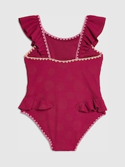River Island Red Shell Texture Belt Swimsuit - Image 2 of 4