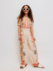 River Island Cream Del Maar Smock Top & Trousers Set - Image 2 of 6