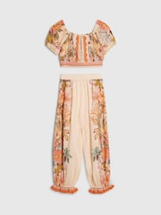 River Island Cream Del Maar Smock Top & Trousers Set - Image 4 of 6