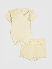 River Island Yellow Little Lovely Bodysuit & Shorts Set - Image 1 of 4
