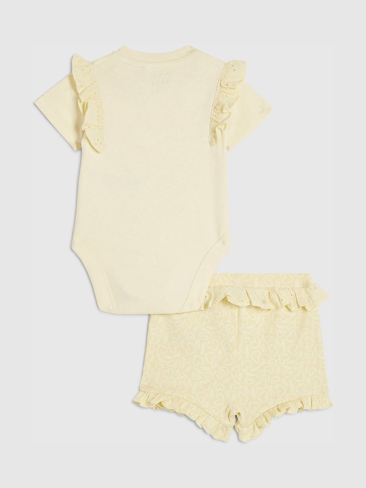 River Island Yellow Little Lovely Bodysuit & Shorts Set - Image 2 of 4 River Island Yellow Little Lovely Bodysuit & Shorts Set - Image 2 of 4
