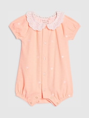 River Island Coral Pink Collared Heart Romper - Image 1 of 4
