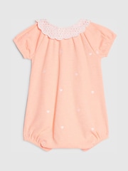 River Island Coral Pink Collared Heart Romper - Image 2 of 4